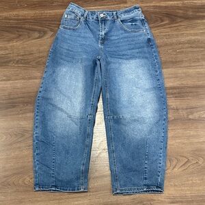 Blue Denim Barrel Jeans